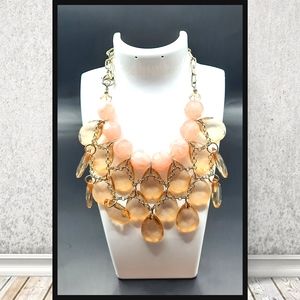 NWOT - Women's Blush Stone and Crystal Necklace